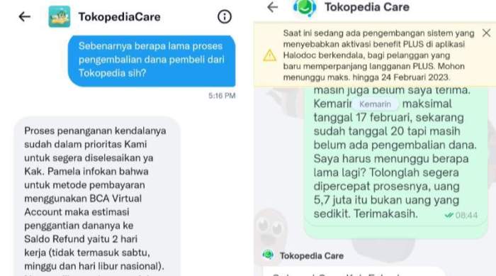 Sudah lebih sebulan tokopedia belum menyelesaikan refund